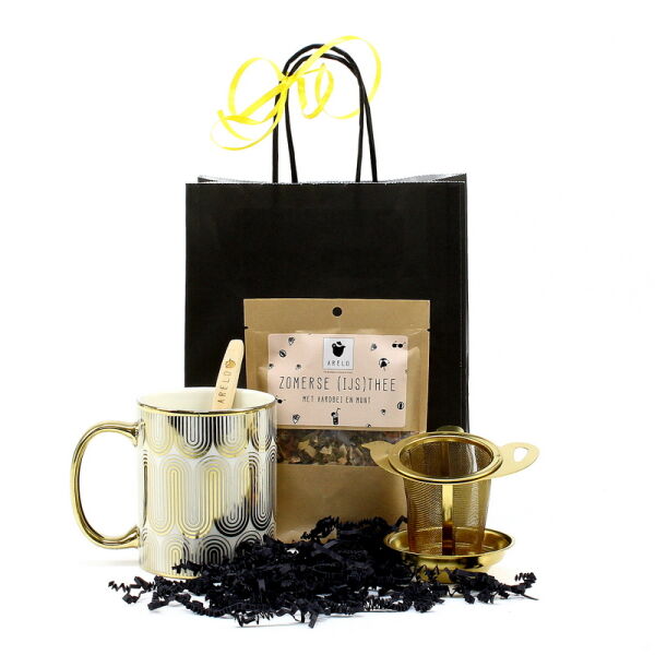 Luxe Thee in Zwart en Goud kerstpakket van La Moustache